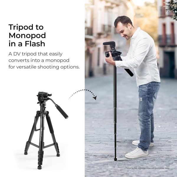 DIGITEK® (DPTR 895VD) 195 CM Tripod Cum Monopod with Aluminum Alloy & Multipurpose Head, 3-Way Head, Lightweight 590MM Folded with Carry Bag, Max Load 5Kg, Ideal for DSLR, DV Camera's