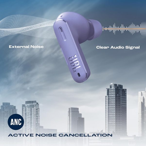 JBL Tune Beam In Ear Wireless TWS Earbuds with Mic, ANC Earbuds, Customized Extra Bass with Headphones App, 48 Hrs Battery, Quick Charge, 4-Mics, IP54, Ambient Aware & Talk-Thru, Bluetooth 5.3(Purple)