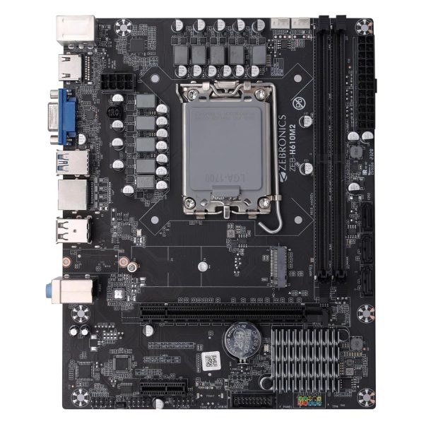 ZEBRONICS H610M2 Micro-ATX Motherboard for LGA 1700 Socket, Supports Intel 12th & 13th Generation Processors, M.2 Slot, 5.1 Audio, DDR4 3200 MHz, Ports (RJ45 | SATA | USB 3.0 | HDMI)