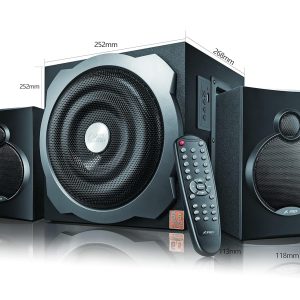 F&D A521X 104 W 2.1 Channel Bluetooth Multimedia Speakers with Subwoofer Satellite Speaker, Remote, Digital FM & USB (Black)