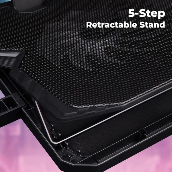 Zebronics NC5500D Powerful Laptop Cooler with Dual 125mm Fans, Silent Operation, Adjustable Fan Speed, Display, Controls, USB, 5 Step Retractable Stand and Mobile Holder