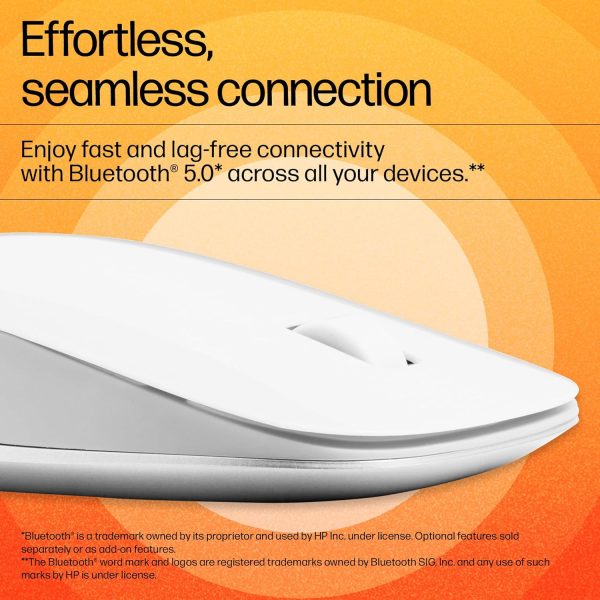 HP 410 Slim White Bluetooth Mouse/Bluetooth 5 connection/12 Month Battery life/1000-2000 dpi Multi-Surface Sensor/Compact and Ambidextrous Design