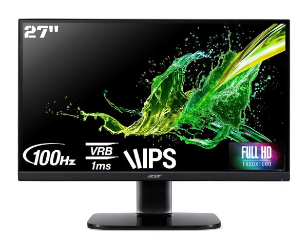 Acer KA270 E 27 Inch IPS Full HD LCD Monitor with LED Back Light I 1MS VRB 100Hz Refresh Rate I AMD Free Sync I Zero Frame Design I 99% sRGB I 1 x VGA 1 x HDMI with Inbox HDMI Cable I Eye Care Feature