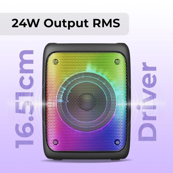 ZEBRONICS Sound Feast 91 24W Output, Portable Wireless Speaker with Bluetooth 5.0, FM Radio, TWS, 6.3mm Wired Mic Support, USB, mSD, AUX, Mobile Holder and RGB Lights