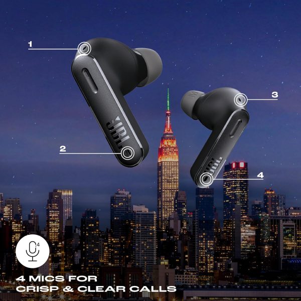 JBL Tune Beam In Ear Wireless TWS Earbuds with Mic, ANC Earbuds, Customized Extra Bass with Headphones App, 48 Hrs Battery, Quick Charge, 4-Mics, IP54, Ambient Aware & Talk-Thru, Bluetooth 5.3 (Black)