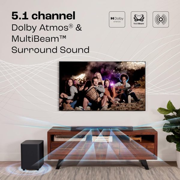 JBL Bar 500 Pro Dolby Atmos® Soundbar with Wireless Subwoofer, 5.1 Channel, 3D Surround, Multibeam™, HDMI eARC with 4K Dolby Vision pass-through, One App, Bluetooth, Wi-Fi & Optical Input (590W)