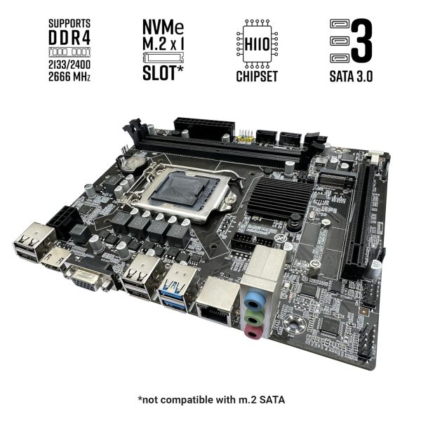 ZEBRONICS H110M2 Micro-ATX Motherboard for LGA 1151 Socket, Supports Intel 6th, 7th, 8th & 9th Generation Processors, NVMe M.2 Slot, 5.1 Audio, DDR4 2666 MHz, Ports (RJ45 | SATA | USB 3.0 | HDMI)ZEBRONICS H110M2 Micro-ATX Motherboard for LGA 1151 Socket, Supports Intel 6th, 7th, 8th & 9th Generation Processors, NVMe M.2 Slot, 5.1 Audio, DDR4 2666 MHz, Ports (RJ45 | SATA | USB 3.0 | HDMI)