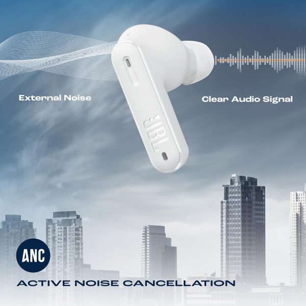 JBL Tune Beam In Ear Wireless TWS Earbuds with Mic, ANC Earbuds, Customized Extra Bass with Headphones App, 48 Hrs Battery, Quick Charge, 4-Mics, IP54, Ambient Aware & Talk-Thru, Bluetooth 5.3 (White)