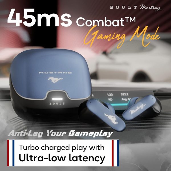 Boult x Mustang Derby Newly Launched Truly Wireless in Ear Earbuds with 100H Playtime, Built-in App Support, Dual Device Pairing, Quad Mic ENC, 45ms Low Latency, IPX5 Ear Buds TWS Bluetooth 5.4