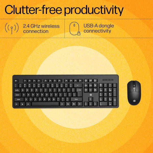 HP KM200 Wireless Mouse and Keyboard Combo, Full-Size Ergonomic Design, 3 Button and Built-in Scroll Wheel, 2.4 GHz Wireless connectio, 3 Years Warranty (7J4G8AA)