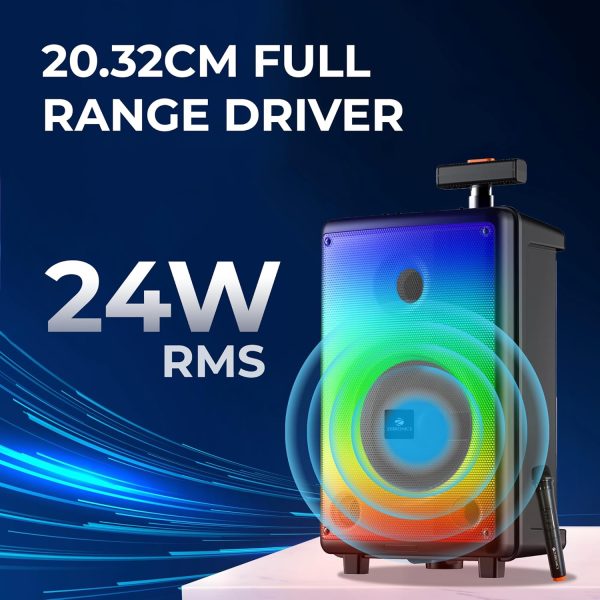 ZEBRONICS Thump 250 24 Watts RMS, Trolley speaker with Bluetooth 5.0, RGB Lights, USB, mSD, AUX input, Mic in, FM Radio and Stylish design