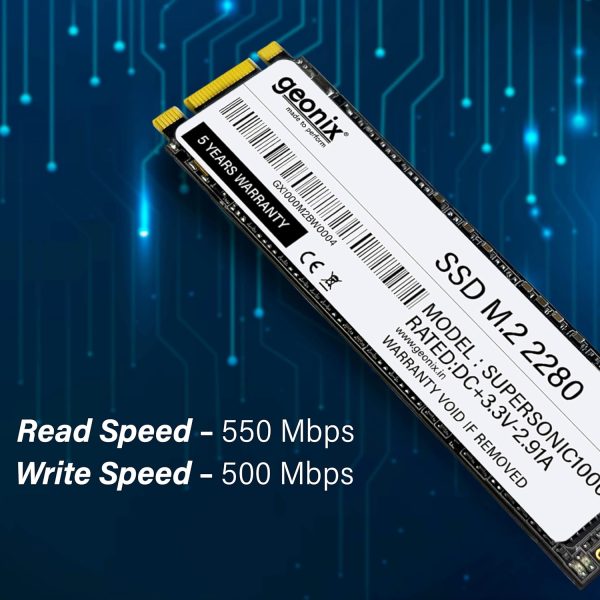 GEONIX M.2 Internal Solid State Drive/SSD 6Gb/s, Fast Performance, Read/Write - 570/500 MB/s, Quad Channel Controller Compatible with PC and Laptop | 5years Warranty | 128GB Storage