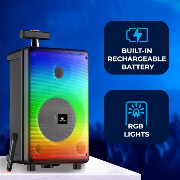 ZEBRONICS Thump 250 24 Watts RMS, Trolley speaker with Bluetooth 5.0, RGB Lights, USB, mSD, AUX input, Mic in, FM Radio and Stylish design