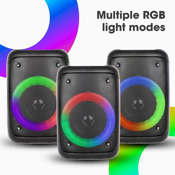 Zebronics Zeb-Buddy 100 Portable BT v5.0 Speaker with TWS, 15W RMS, Wired mic Karaoke, 5H Backup, RGB LED, FM Radio, AUX, USB, Micro SD, Built in Rechargeable Battery and Mobile Holder, Black