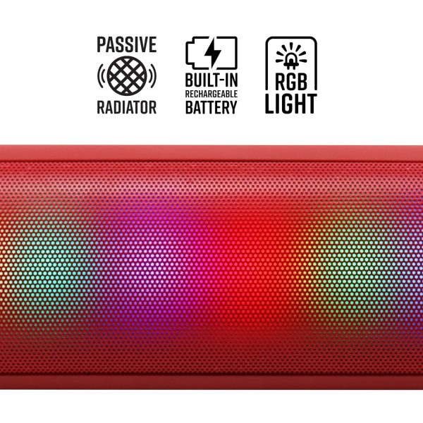 ZEBRONICS Knock out Portable Bluetooth v5.3 Speaker with 10W output, RGB LED Lights, TWS Function, up to 10h* backup, USB, mSD, Passive Radiator (Red)