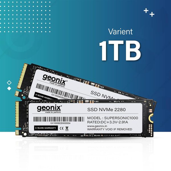 GEONIX 1TB M.2 NVMe SSD, 2280 SATA III (6Gb/s), Read Speed – Up to 2650 Mbps, Write Speed – Up to 2000 Mbps, Internal Solid State Drive(SSD), (5years Warranty)