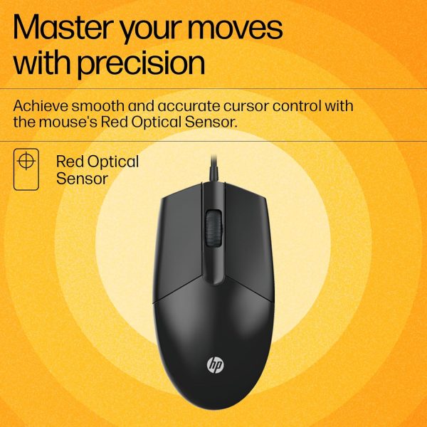 HP KM 180 Wired Mouse and Keyboard Combo, USB Plug-and-Play, 1200 dpi, Full-Size Layout with Numeric pad, Up to 10 Million keystrokes, Up to 1 Million clicks, 1-Year Warranty, 0.52 kg, Black, 7J4G3AA