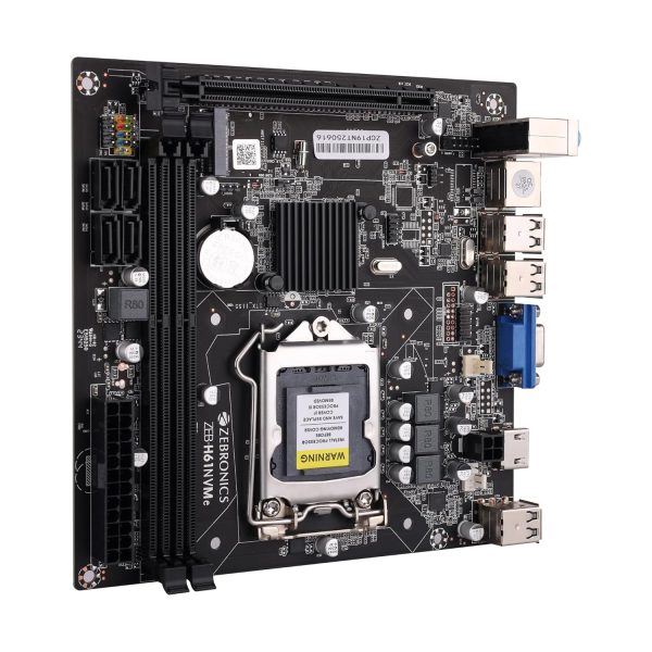 ZEBRONICS H61-NVMe Micro-ATX Motherboard for LGA 1155 Socket, Supports Intel 2nd & 3rd Generation Processors, M.2 Slot, 5.1 Audio, DDR3 1600 MHz, Ports (RJ45 | SATA | USB | HDMI)