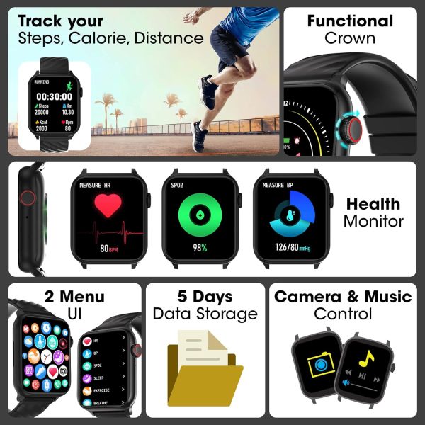 ZEBRONICS Iconic LITE AMOLED Smartwatch with Bluetooth Calling, 100+ Sport Modes, IP67, 1.78" 2.5D Curved Display, Voice Assistant, 10 Built-in/Customizable Watch Faces and Sleep Monitor (Black)