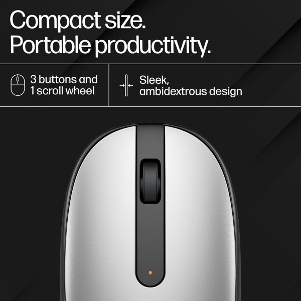 HP 240 Bluetooth Mouse/Ambidextrous; Compact Size; Portable Mouse/Red Optical Tracking/1600 dpi/3 Years Warranty/Pike Silver (43N04AA)