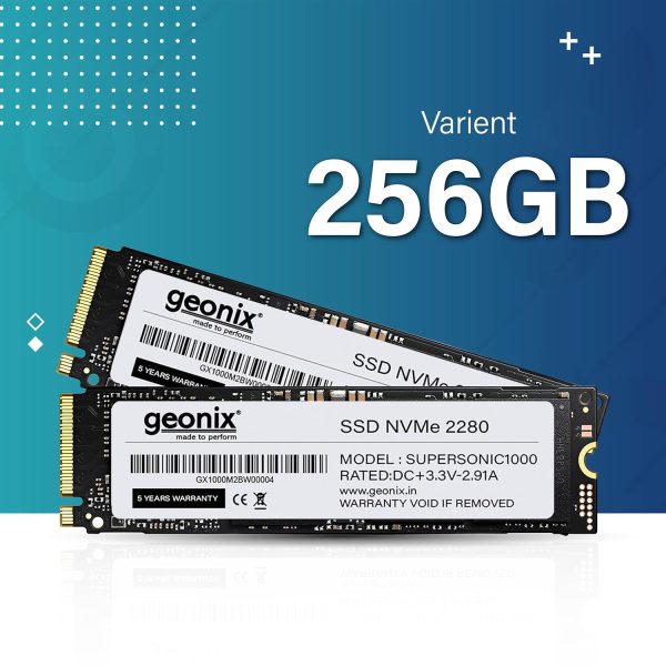 GEONIX 256GB M.2 NVMe SSD, 2280 SATA III (6Gb/s), Read Speed – Up to 2650 Mbps Write Speed – Up to 2000 Mbps, Internal Solid State Drive(SSD), (5 Years Warranty)