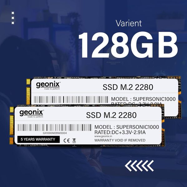 GEONIX M.2 Internal Solid State Drive/SSD 6Gb/s, Fast Performance, Read/Write - 570/500 MB/s, Quad Channel Controller Compatible with PC and Laptop | 5years Warranty | 128GB Storage