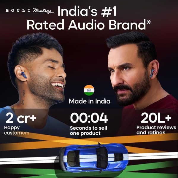 Boult x Mustang Torq Newly Launched Truly Wireless in Ear Earbuds with 50H Playtime, App Support, Quad Mic ENC, 45ms Low Latency, Breathing LEDs, 13mm Drivers, Made in India ear buds TWS Bluetooth 5.4