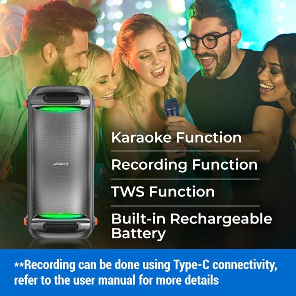 ZEBRONICS Roxor 100W Multi-Connectivity Bluetooth, HDMI ARC, Optical, USB, AUX in-Out Speaker with Dolby Audio, Wireless UHF MIC, and Karaoke, TWS, LED Lights, and Recording Function