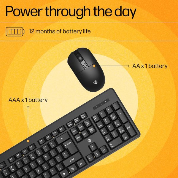 HP KM200 Wireless Mouse and Keyboard Combo, Full-Size Ergonomic Design, 3 Button and Built-in Scroll Wheel, 2.4 GHz Wireless connectio, 3 Years Warranty (7J4G8AA)