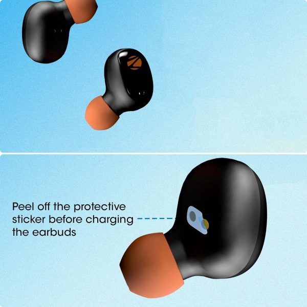 ZEBRONICS ZEB-SOUND BOMB 1 TWS Earbuds with BT5.0, Up to 12H Playback, Touch Controls, Voice Assistant, Splash Proof with Type C Portable Charging Case (Orange)