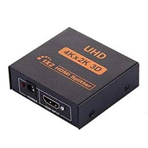 UHD HDMI Splitter, Powered Latest UHD 4Kx2K 3D 1 in 2 out 1X2 2 Port 1080P V1.4 Support 4K / 2K and 3D Resolution -1 Source To 2 Displays