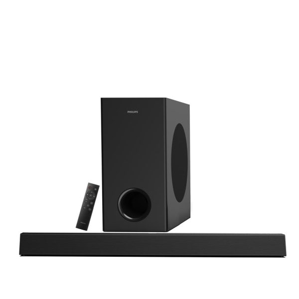 PHILIPS TAB7007 2.1 CH 240W Dolby Digital Plus Bluetooth Soundbar V5.3 with Extra bass, Wireless subwoofer, Multi-Connectivity Option with Supporting USB, HDMI, AUX & Remote Control (Black)