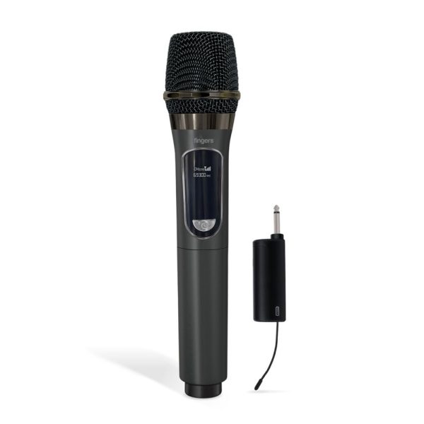 FINGERS Freedom Mic-U105 Wireless Microphone with 6.35 mm pin Receiver (U-Band @ UHF 693 MHz, BIG rechargeable battery 1200mAh for both Receiver & Mic, 10-hour battery life, 50 m Working distance)