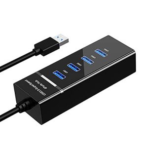 4 Port USB HUB SuperSpeed 3.0 High-Speed Multiport Slim USB Hub 1 feet Cable Length Adapter and Led Indicator Compatible for Pendrive, Mouse, Keyboards, Mobile, Tablet ( Black ) 08