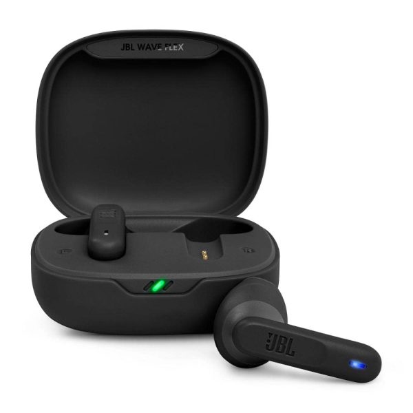 JBL Newly Launched Wave Flex in-Ear Wireless Earbuds TWS with Mic,App for Custom Extra Bass EQ, 32Hrs Battery, Quick Charge, IP54 Water & Dust Proof, Ambient Aware, Talk-Thru,Google FastPair (Black)