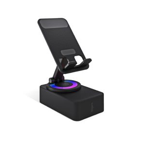 FINGERS Mini MOT (My-Own-TV) Portable Speaker-Cum-Mobile Stand with Rotating 360-degree (Dazzling RGB Lights | 6-Hours Big Playback Time | Built-in Mic for Hands-Free Calls) - Rich Black