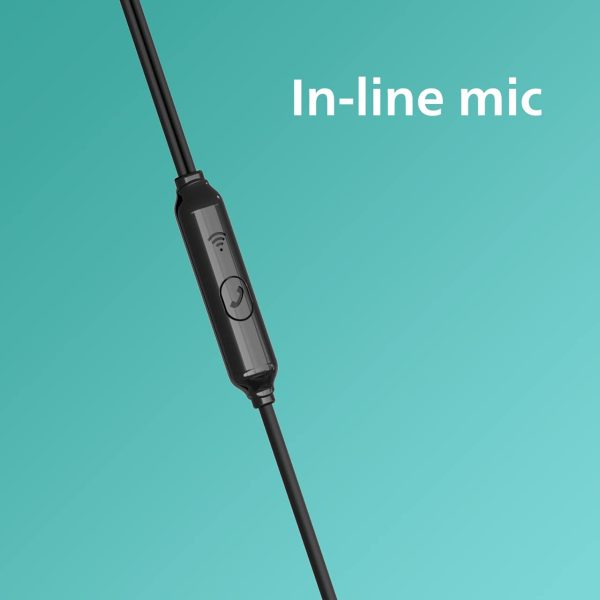 Philips Audio TAE1136 Wired in Ear Earphones with Built in Mic, 10 mm Driver, Powerful bass and Clear Sound