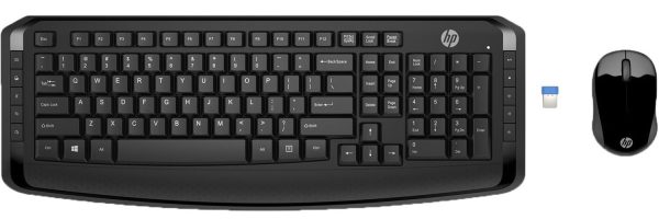 HP 300 Wireless Keyboard and Mouse 3ML04AA#ABL, 2.4 GHz Wireless Connection, Single USB Nano Receiver, Ultra-Precise Mouse, Ideal for Office Work, Black (2023 Latest Model)