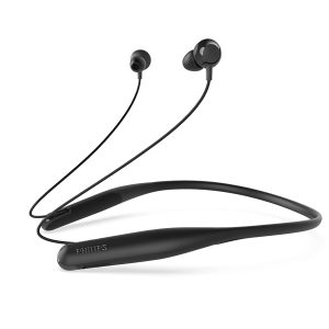 Philips Audio TAN1207BK Bluetooth in-Ear Earphones with ENC Mic for Clear Calls, 12mm Drivers| Magnetic Ear-Tips for Tangle Free Experience, 15 Hr Play Time, IPX4 Sweatproof, Wireless Neckband(Black)