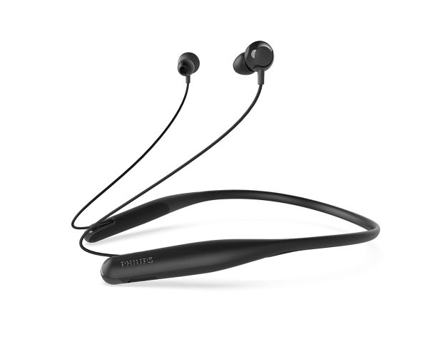 Philips Audio TAN1207BK Bluetooth in-Ear Earphones with ENC Mic for Clear Calls, 12mm Drivers| Magnetic Ear-Tips for Tangle Free Experience, 15 Hr Play Time, IPX4 Sweatproof, Wireless Neckband(Black)