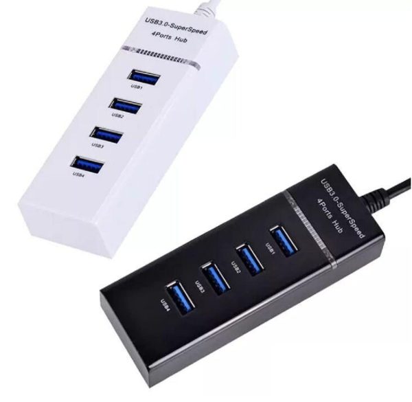 4 Port USB HUB SuperSpeed 3.0 High-Speed Multiport Slim USB Hub 1 feet Cable Length Adapter and Led Indicator Compatible for Pendrive, Mouse, Keyboards, Mobile, Tablet ( Black ) 08