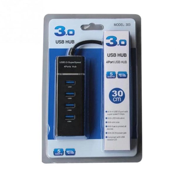 4 Port USB HUB SuperSpeed 3.0 High-Speed Multiport Slim USB Hub 1 feet Cable Length Adapter and Led Indicator Compatible for Pendrive, Mouse, Keyboards, Mobile, Tablet ( Black ) 08