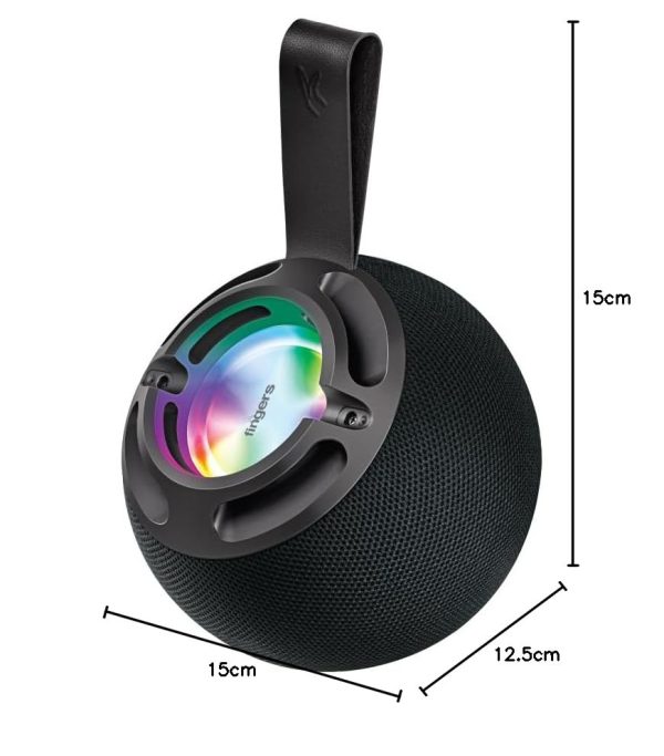 FINGERS GlobeSound Portable Wireless Speaker with 10W and 10 hours Playtime, Immersive Sound, Mesmerizing RGB Lights, Multi-Connectivity Modes with Type C Charging (Rich Black)