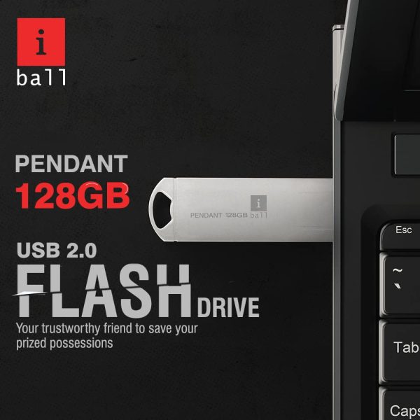 iBall Pendant 128 GB USB 2.0 Flash Drive OS Compatibility with Windows and Mac (Silver)