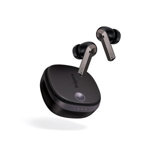 FINGERS Mesmeric TWS Earbuds Immersive Sound with 10 mm Deep bass Drivers, 60 Hours Playtime, Built-in Quad Mics, SNC™ Technology, Quick Charge Type-C Fast Charging (Gun Metal + Black)