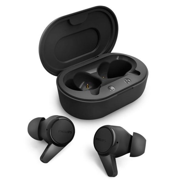 Philips Audio TWS TAT1207BK True Wireless Earbuds with IPX4 Water Resistance, 18 Hour Playtime (6+12), C-Type Charging and Voice Assistant (Black)