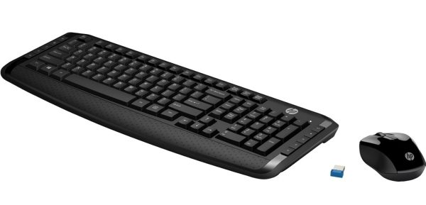 HP 300 Wireless Keyboard and Mouse 3ML04AA#ABL, 2.4 GHz Wireless Connection, Single USB Nano Receiver, Ultra-Precise Mouse, Ideal for Office Work, Black (2023 Latest Model)