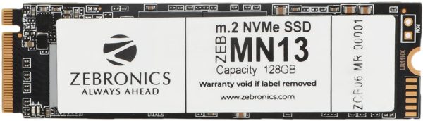 ZEBRONICS ZEB-MN13 128GB M.2 NVMe Solid State Drive (SSD), with 1622MB/s Read Speed, PCIe Gen 3.0, Next Level Performance, Ultra Low Power Consumption, Thermal Management and Silent Operation.