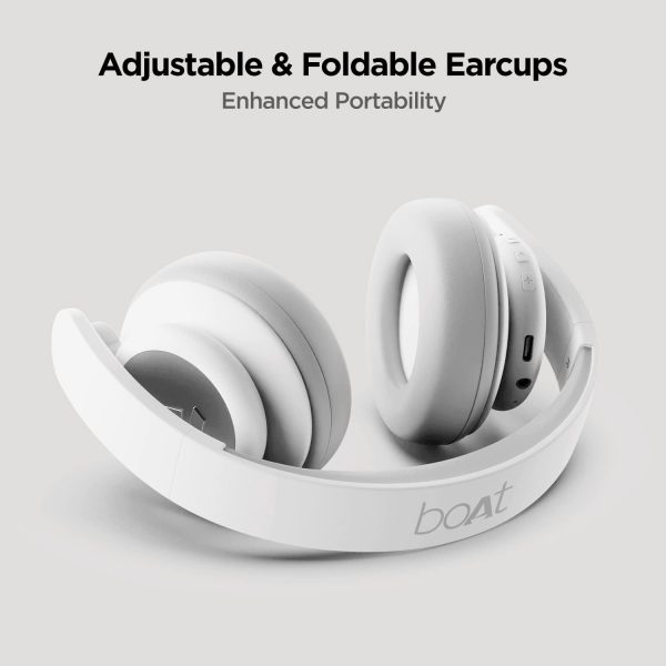 boAt Rockerz 450 Pro Bluetooth Wireless On Ear Headphones with Mic with 70 Hours Battery, 40Mm Drivers, Bluetooth V5.0 Padded Ear Cushions, Easy Access Controls and Voice Assistant (White Purity)