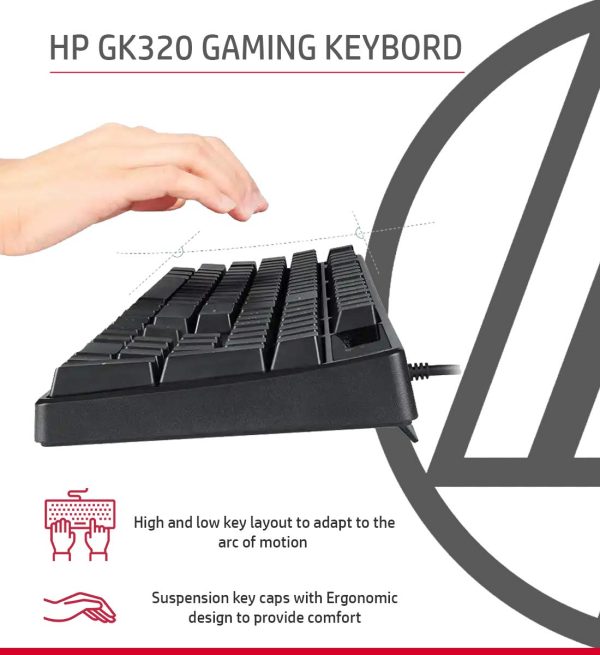 HP GK320 Wired Full Size RGB Backlight Mechanical Gaming Keyboard, 4 LED Indicators, Mechanical Switches, Double Injection Key Caps, and Windows Lock Key